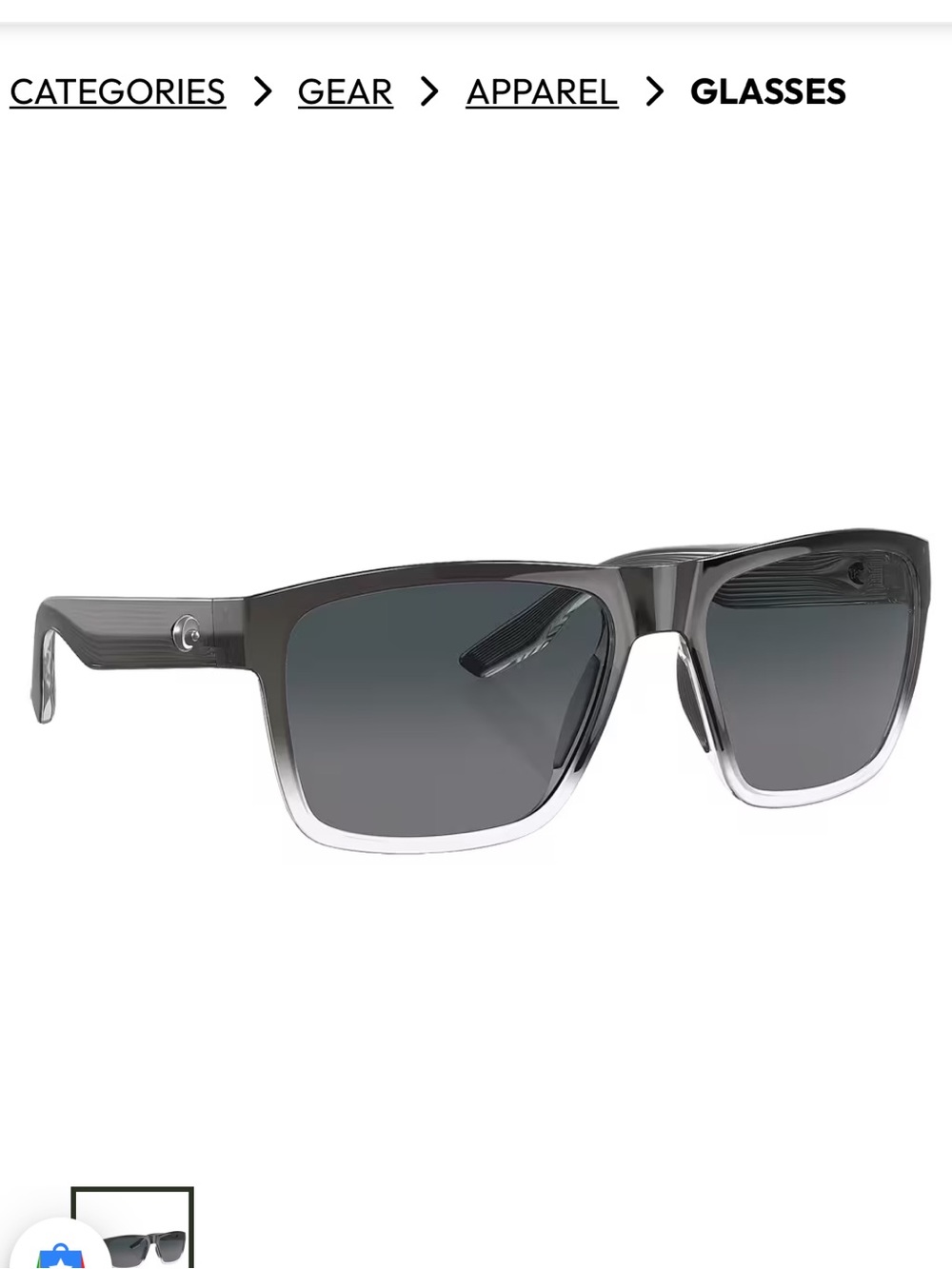 Costa Del Mar Paunch XL Mens sunglasses Fog Grey